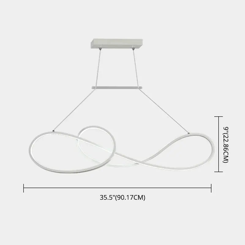 Minimalist gold infinity led strip island light dining room