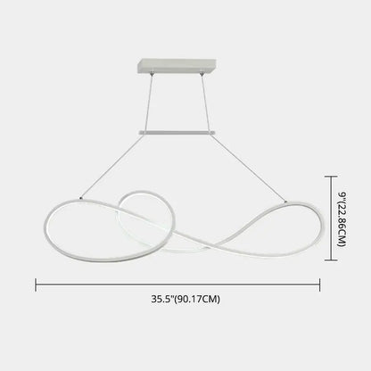 Minimalist gold infinity led strip island light dining room