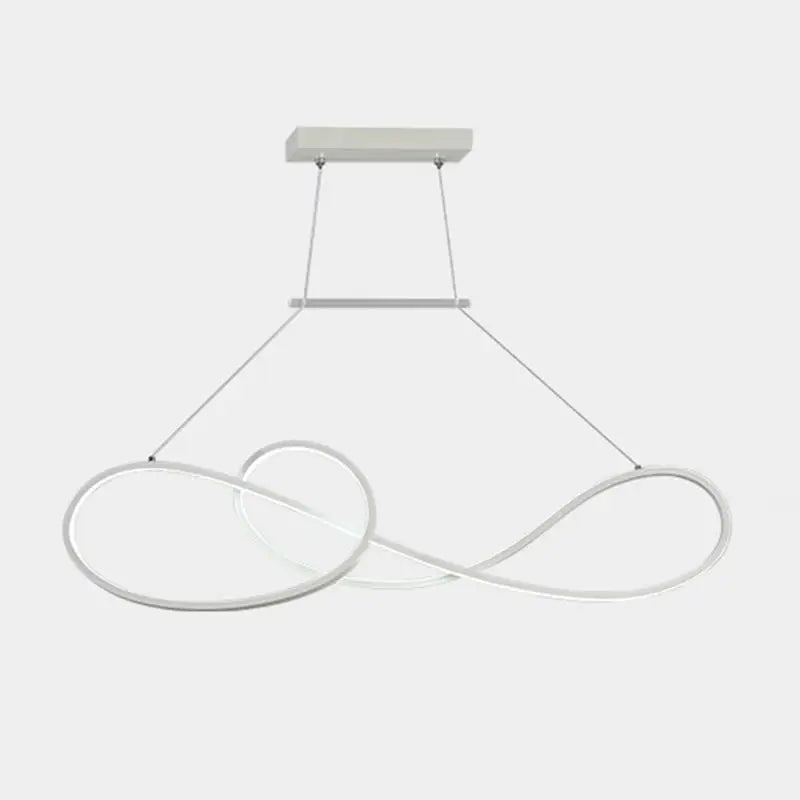 Minimalist gold infinity led strip island light dining room