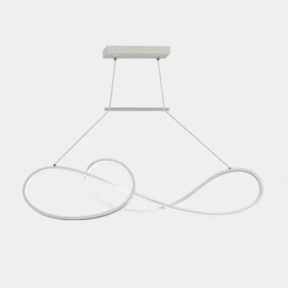 Minimalist gold infinity led strip island light dining room