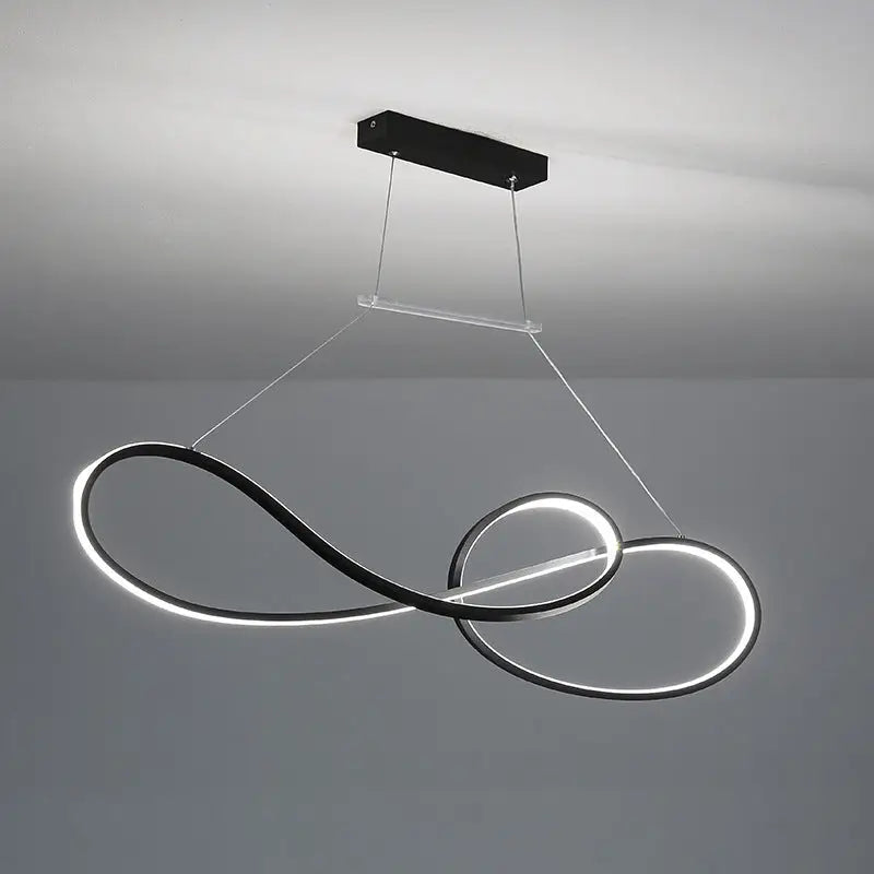 Minimalist gold infinity led strip island light dining room
