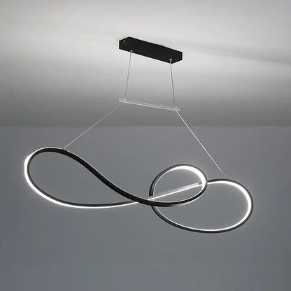 Minimalist gold infinity led strip island light dining room