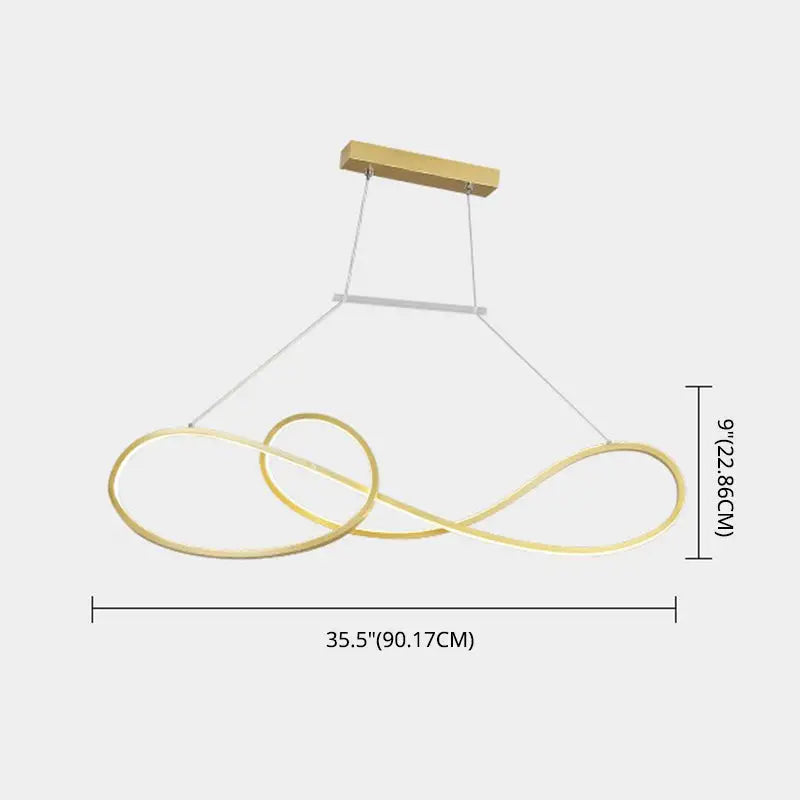 Minimalist gold infinity led strip island light dining room