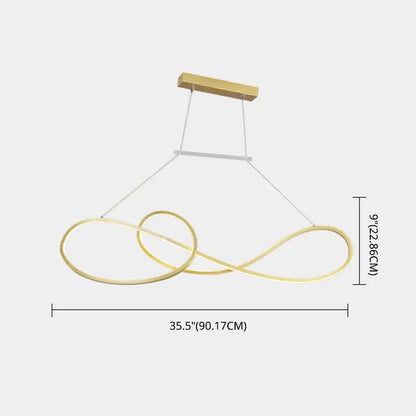 Minimalist gold infinity led strip island light dining room