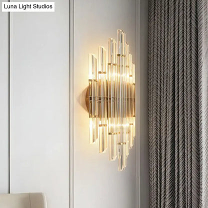 Minimalist gold k9 crystal wall sconce light living room rhombus