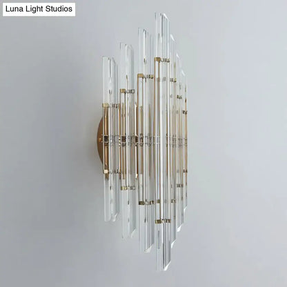 Minimalist gold k9 crystal wall sconce light living room rhombus