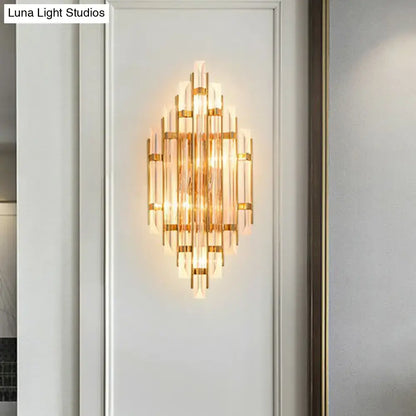Minimalist gold k9 crystal wall sconce light living room rhombus