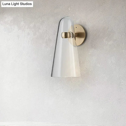 DecorBites™ Minimalist Gold Kitchen Wall Sconce with Cone Clear Glass Shade