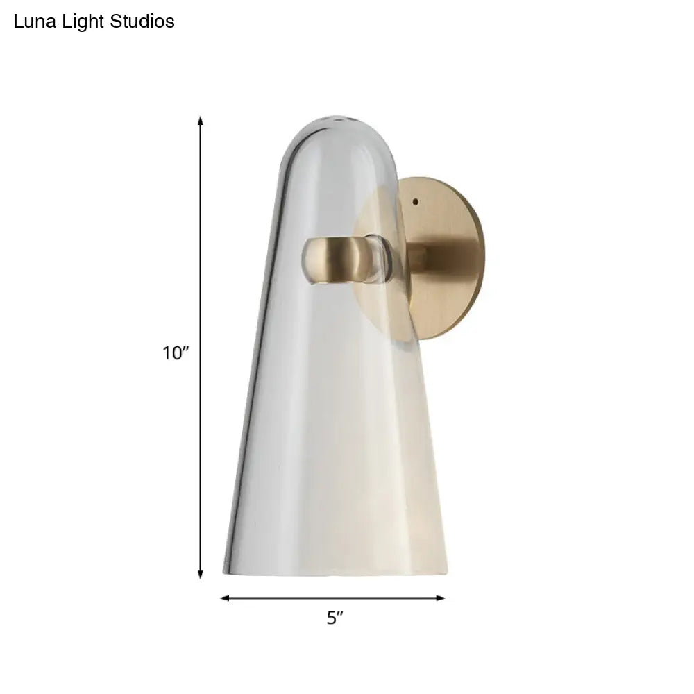 DecorBites™ Minimalist Gold Kitchen Wall Sconce with Cone Clear Glass Shade