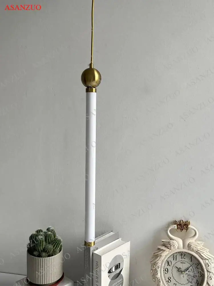 Minimalist gold led strip pendant light for dining room