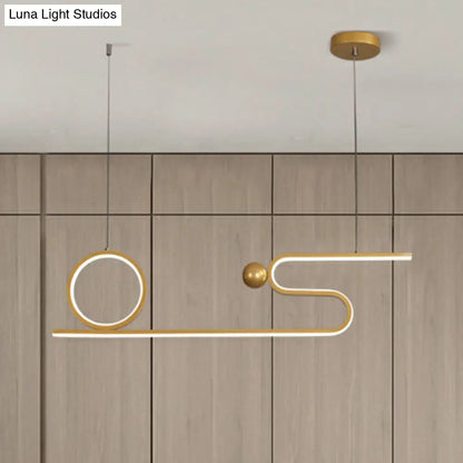 DecorBites™ Minimalist Gold Linear LED Island Lighting for Restaurants - Metal Ceiling Hang Lamp