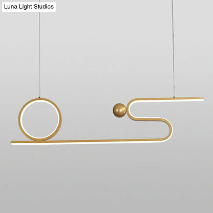 DecorBites™ Minimalist Gold Linear LED Island Lighting for Restaurants - Metal Ceiling Hang Lamp