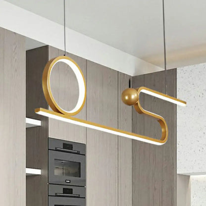 DecorBites™ Minimalist Gold Linear LED Island Lighting for Restaurants - Metal Ceiling Hang Lamp