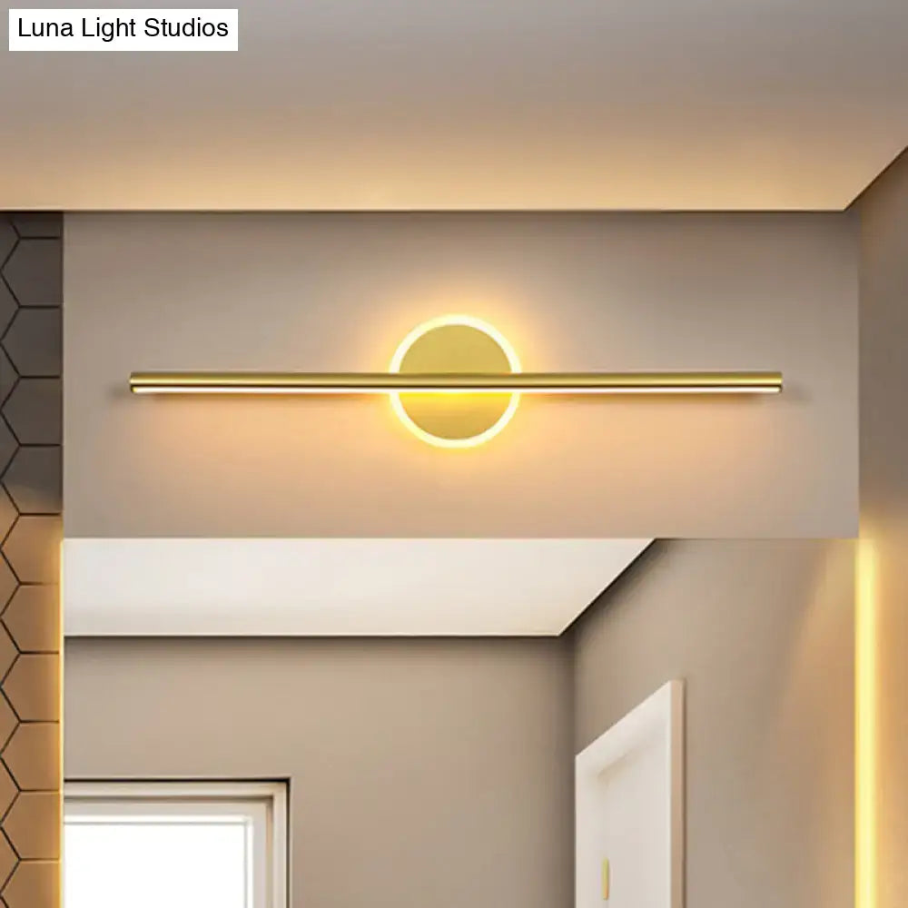 Minimalist gold linear led wall sconce bedroom vanity light