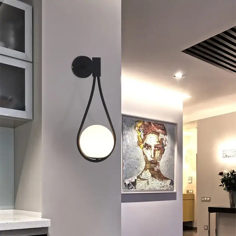 Minimalist gold marble glass ball wall lamp for living room