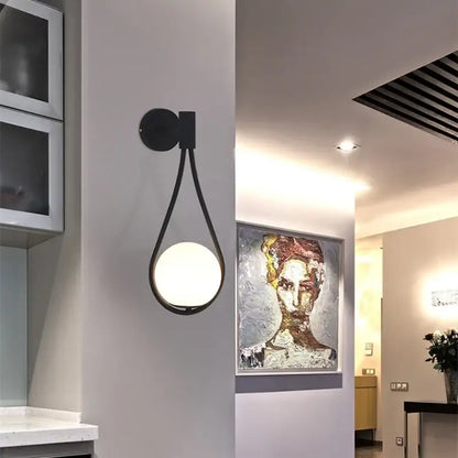 Minimalist gold marble glass ball wall lamp for living room