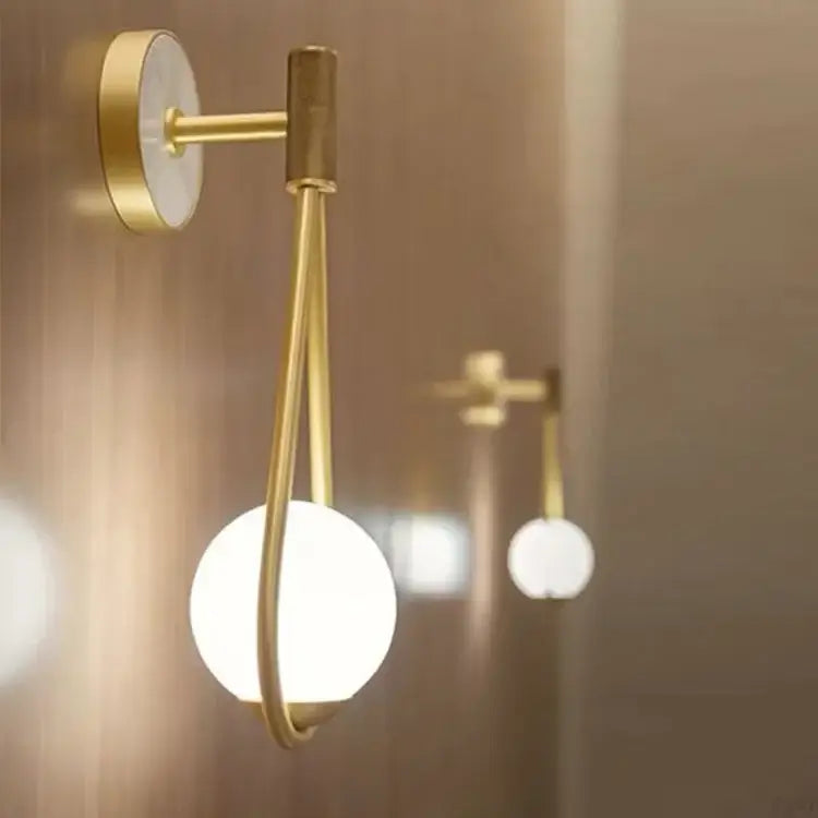 Minimalist gold marble glass ball wall lamp for living room