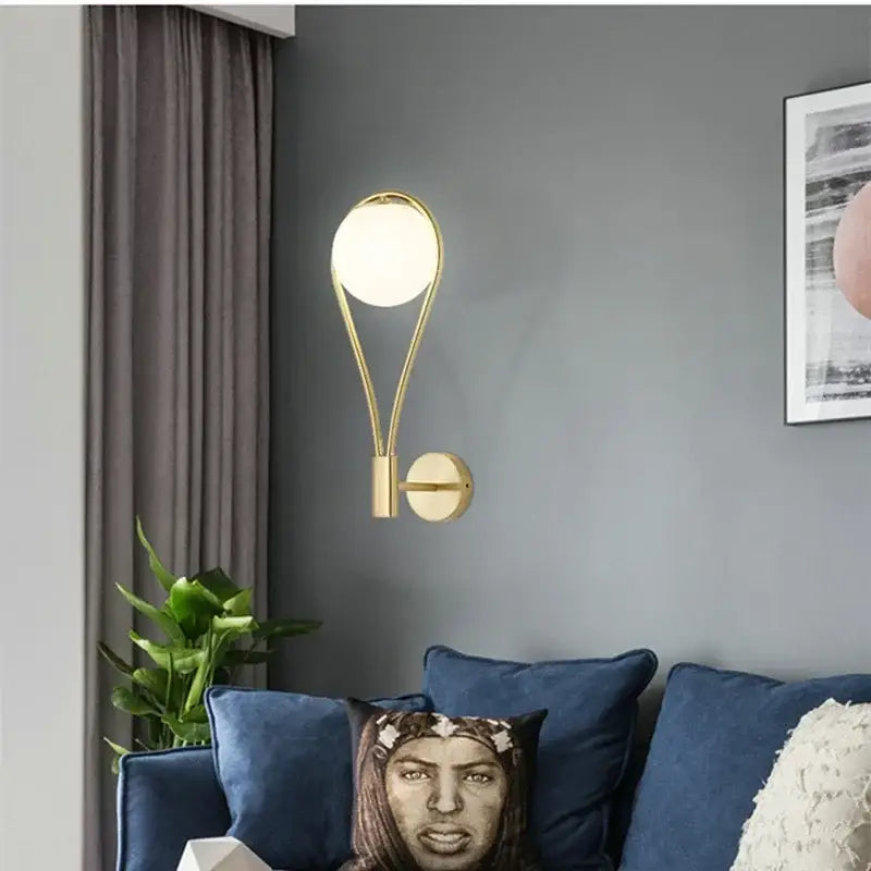 Minimalist gold marble glass ball wall lamp for living room