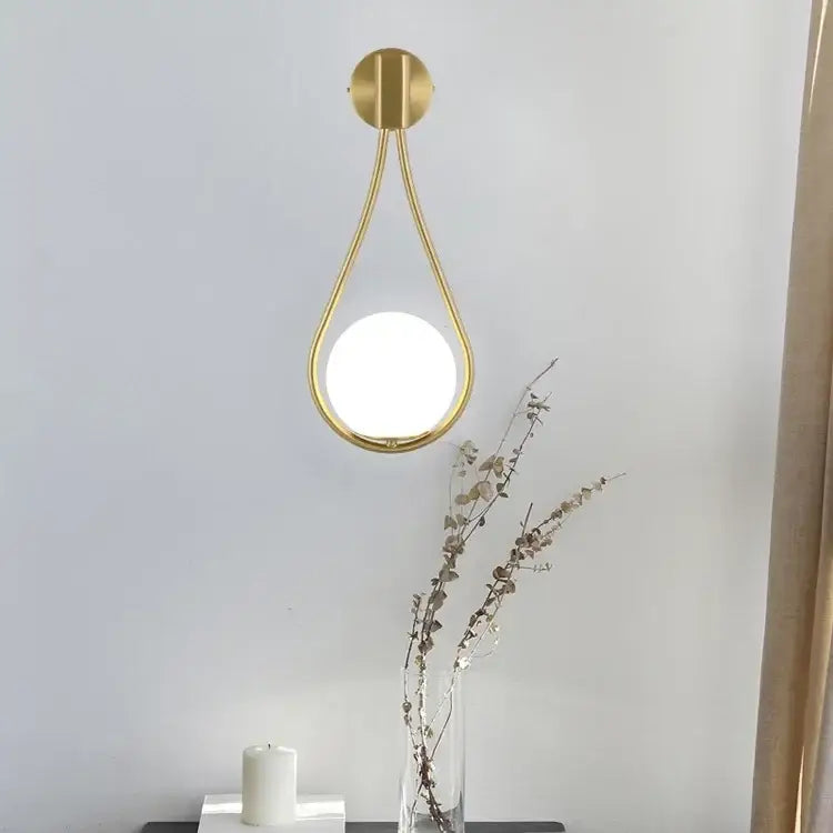 Minimalist gold marble glass ball wall lamp for living room