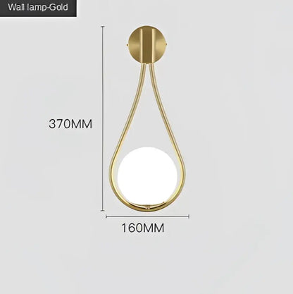 Minimalist gold marble glass ball wall lamp for living room