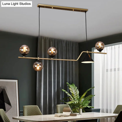 DecorBites™ Minimalist Gold Metal Dining Pendant Lamp - Cone and Ball Hanging Island Light for Dining Room