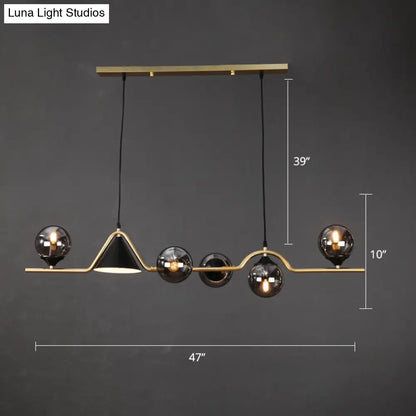 DecorBites™ Minimalist Gold Metal Dining Pendant Lamp - Cone and Ball Hanging Island Light for Dining Room