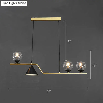 DecorBites™ Minimalist Gold Metal Dining Pendant Lamp - Cone and Ball Hanging Island Light for Dining Room