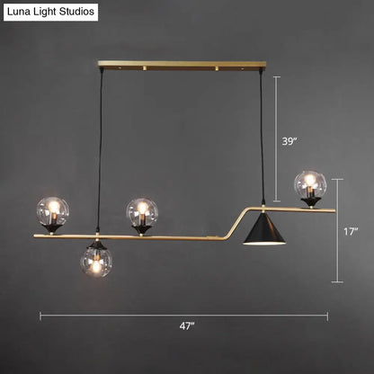 DecorBites™ Minimalist Gold Metal Dining Pendant Lamp - Cone and Ball Hanging Island Light for Dining Room