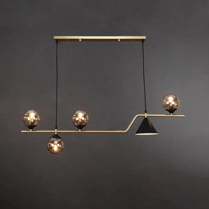 DecorBites™ Minimalist Gold Metal Dining Pendant Lamp - Cone and Ball Hanging Island Light for Dining Room