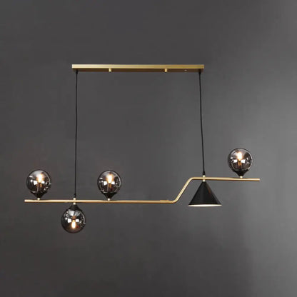 DecorBites™ Minimalist Gold Metal Dining Pendant Lamp - Cone and Ball Hanging Island Light for Dining Room