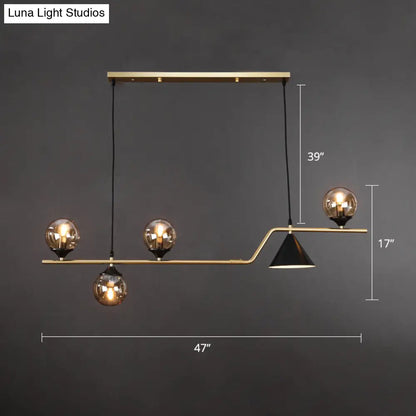 DecorBites™ Minimalist Gold Metal Dining Pendant Lamp - Cone and Ball Hanging Island Light for Dining Room