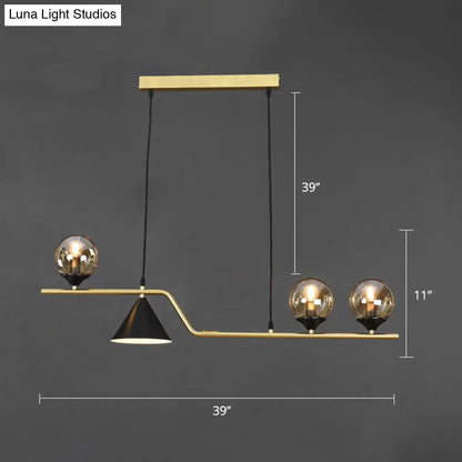 DecorBites™ Minimalist Gold Metal Dining Pendant Lamp - Cone and Ball Hanging Island Light for Dining Room