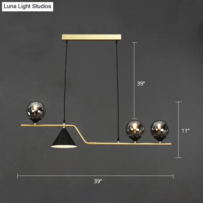 DecorBites™ Minimalist Gold Metal Dining Pendant Lamp - Cone and Ball Hanging Island Light for Dining Room