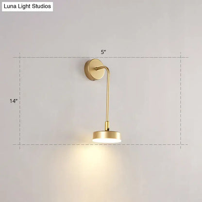 Minimalist gold metal led sconce wall mounted lamp for bedroom