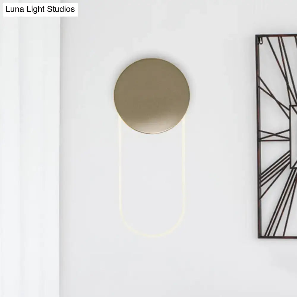 Minimalist gold metal oval wall lamp bedroom led light fixture