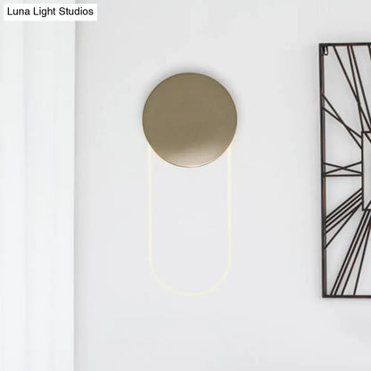Minimalist gold metal oval wall lamp bedroom led light fixture