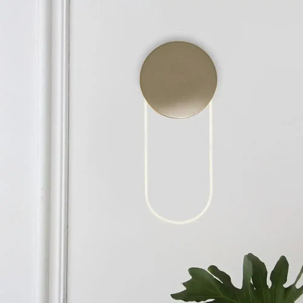 Minimalist gold metal oval wall lamp bedroom led light fixture