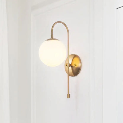Minimalist gold mini globe wall sconce bedroom light