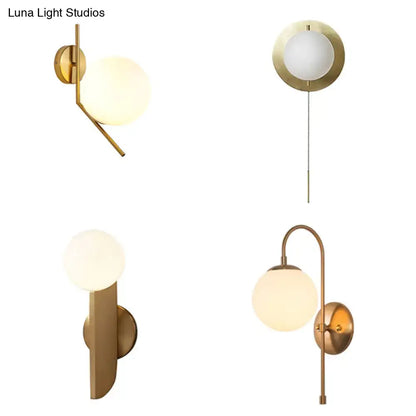 Minimalist gold mini globe wall sconce bedroom light