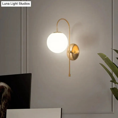 Minimalist gold mini globe wall sconce bedroom light