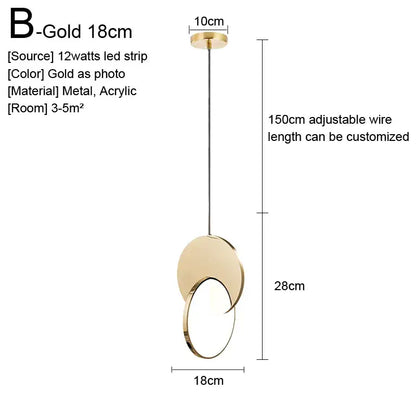 Minimalist gold nordic pendant lights kitchen glass shade decor