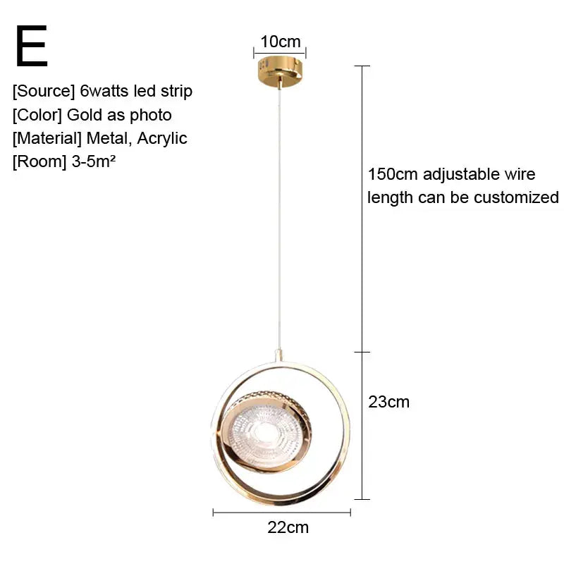 Minimalist gold nordic pendant lights kitchen glass shade decor