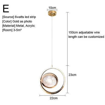 Minimalist gold nordic pendant lights kitchen glass shade decor