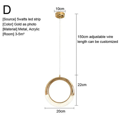Minimalist gold nordic pendant lights kitchen glass shade decor
