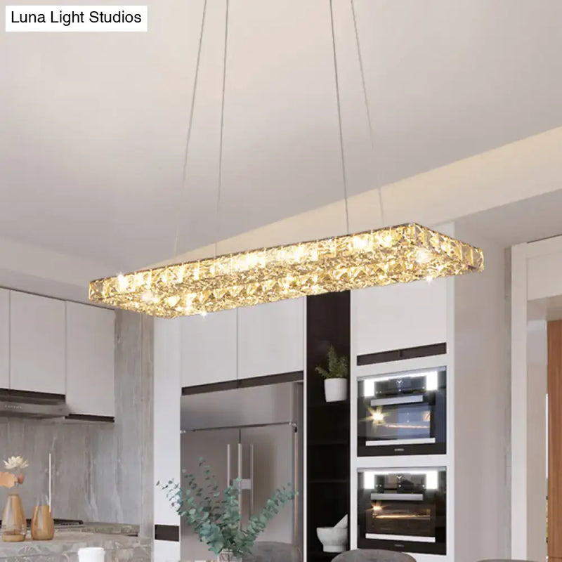 Minimalist gold rectangular led island pendant light dining room