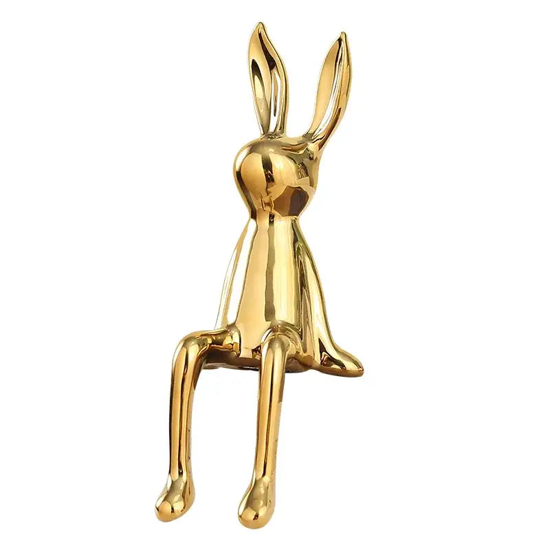 Minimalist gold & silver rabbit ceramic ornaments living room decor
