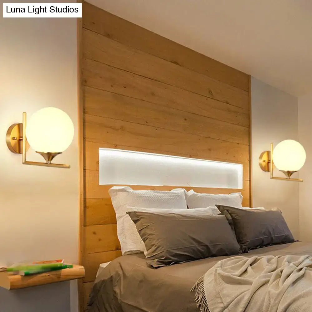 Minimalist gold sphere wall mounted light bedroom glass sconce