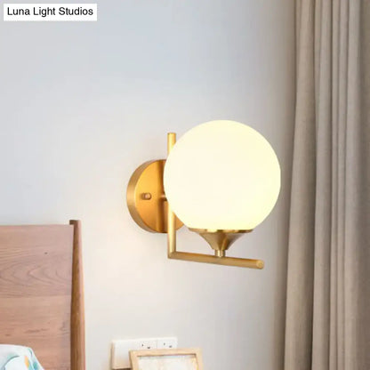 Minimalist gold sphere wall mounted light bedroom glass sconce