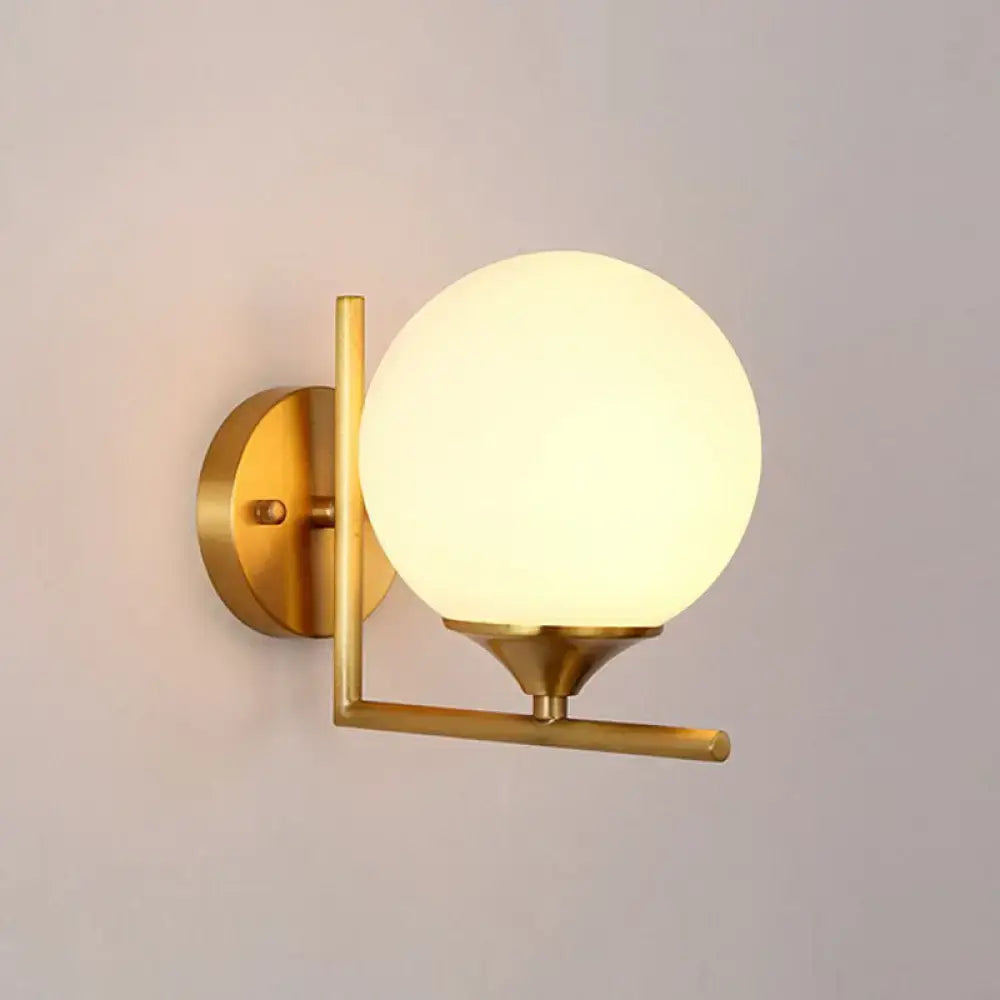 Minimalist gold sphere wall mounted light bedroom glass sconce