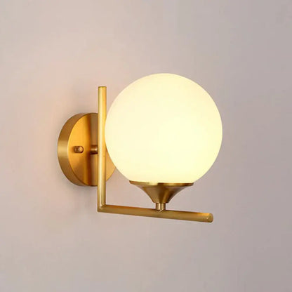 Minimalist gold sphere wall mounted light bedroom glass sconce